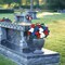 6 Bundles Red White Blue Artificial Outdoor Flowers, Silk Patriotic Floral UV Resistant Fake Geraniums Bouquets for Memorial, 4th of July Cemetery Decor Outdoor Porch Garden Decoration